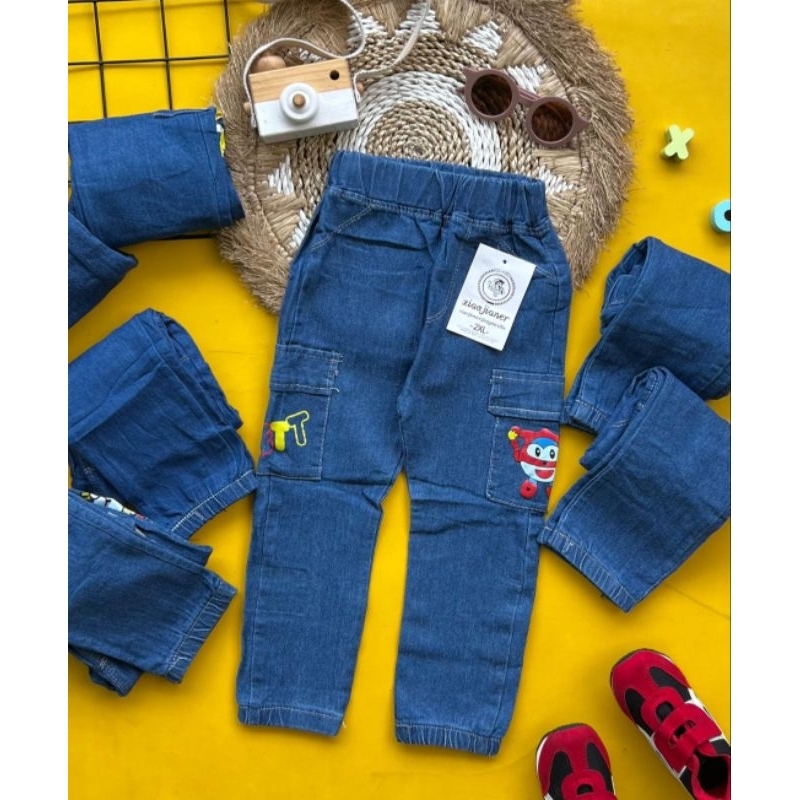 CELANA JEANS CARGO IMPORT ANAK LAKI LAKI 2-6 TAHUN