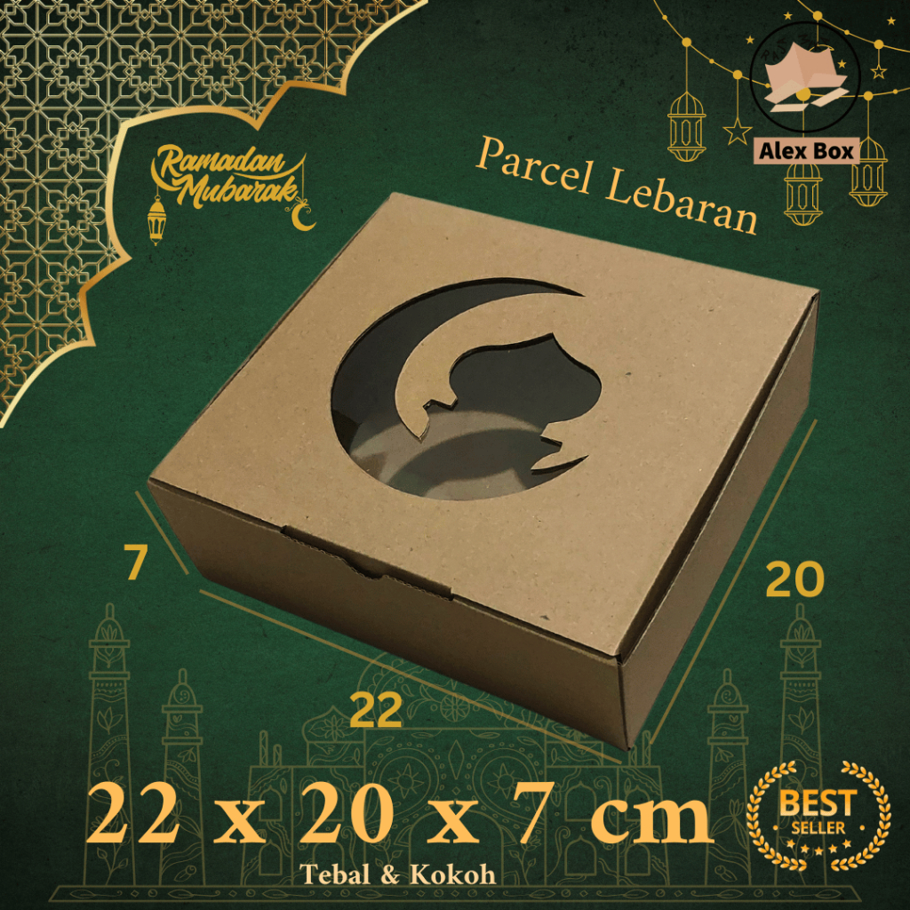 

Kardus Parcel Lebaran Ukuran 22 x 20 x 7 cm | Box Mika Hampers Idul Fitri | Diecut Hantaran Kue