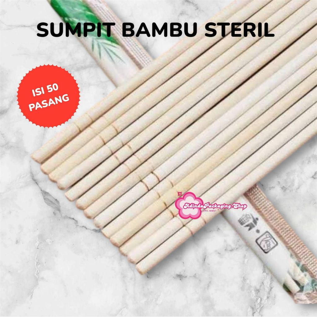 Sumpit Bambu Premium | Sumpit Sekali Pakai | Sumpit 50pcs | Sumpit Bambu Steril | Sumpit Bambu Lokal