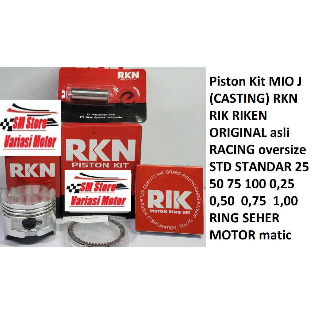 Piston Kit MIO J MIO GT MIO-J (CASTING) RKN RIK RIKEN ORIGINAL asli RACING oversize STD STANDAR 25 5