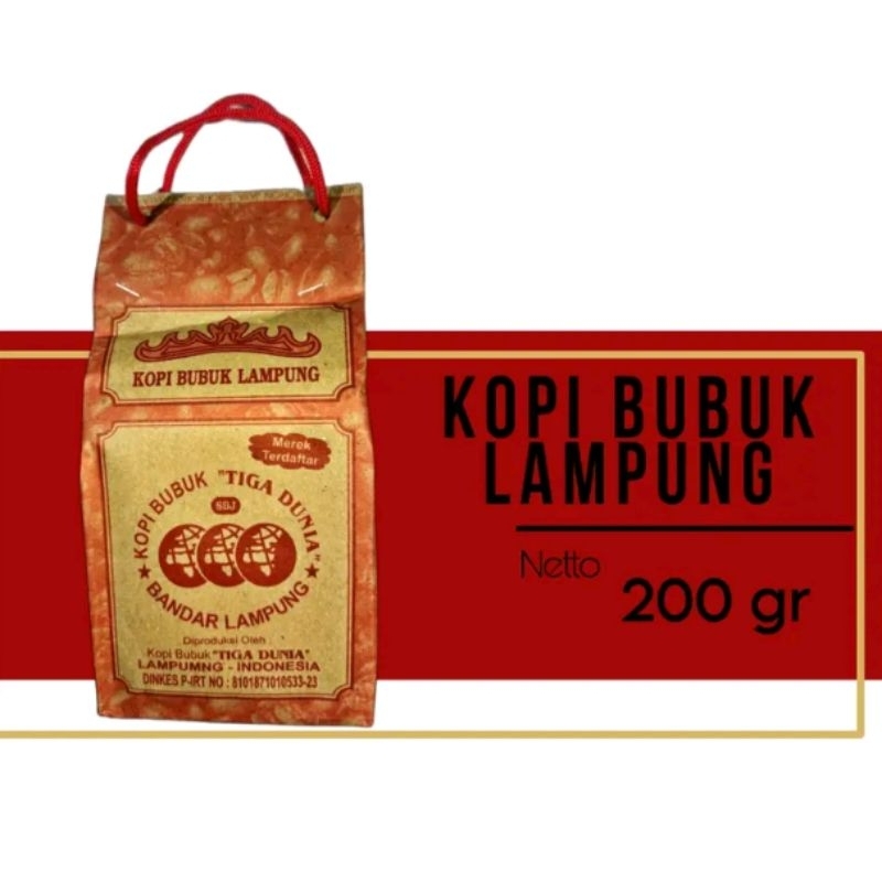 

KOPI 3 DUNIA LAMPUNG kemesan 200gram , oleh oleh khas Lampung