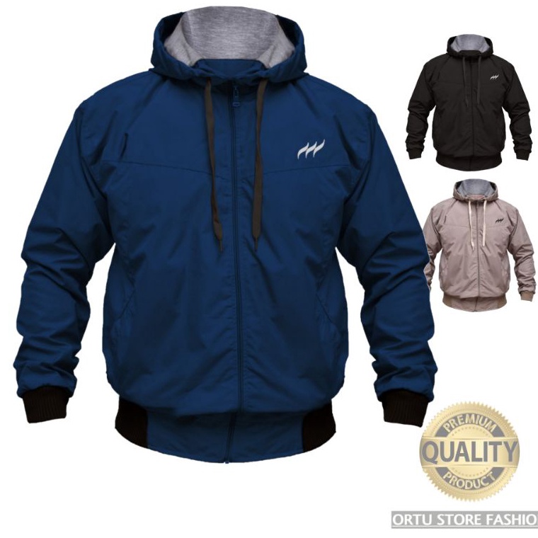 55LANGSUNG ATC Jaket Hodie Bomber Distro JUMBO XXXL Parasut Waterproof Hoodie Casual Outdoor Pria Co