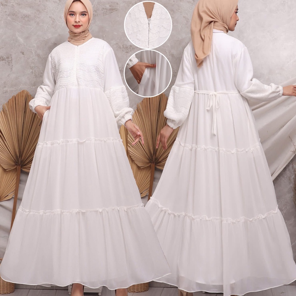 55PALING DICARI KKUM OFFICIAL Gamis Putih JUMBO Baju Lebaran Umroh Haji Busana Muslim Hijab Dress Br