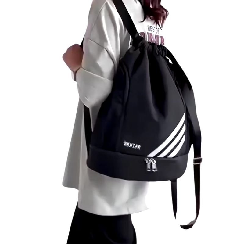 aqq Tas Serut Olahraga Gym Pria Wanita Tas Serbaguna Sport Drawstring Bag -Tas Serut Sport Gym Keren