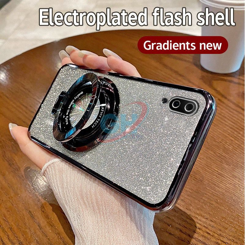 Casing Vivo Y91C / Y1S Soft Case Ring Standing Glitter Mangsafe Mewah