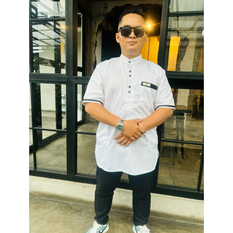 Koko Kurta Lengan Pendek Koko Kurta Muslim Pria Dewasa Fashion koko Kemeja Lengan Pendek Warna Putih