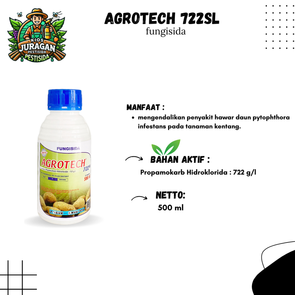 AGROTECH 722SL 500ML FUNGISIDA Mengendalikan Hawar Daun Tanaman kentang