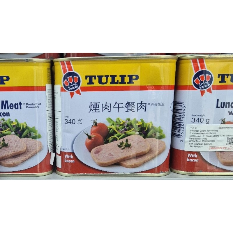 

Luncheon Daging Babi Asap TULIP Luncheon Meat With Bacon 340g - HK.