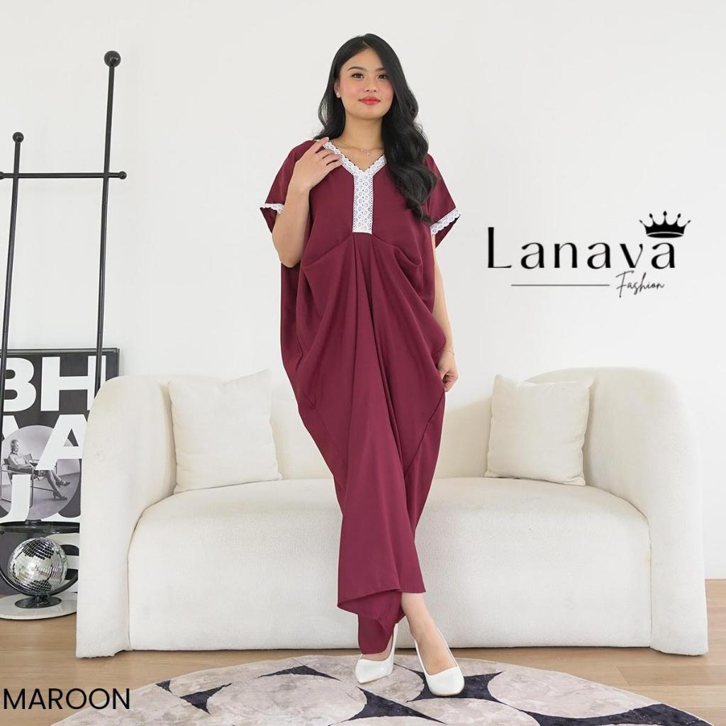 Lanava Dress Gamis Humble Kaftan Wanita Polos Syari Outfit Umroh Haji Kondangan LD 160