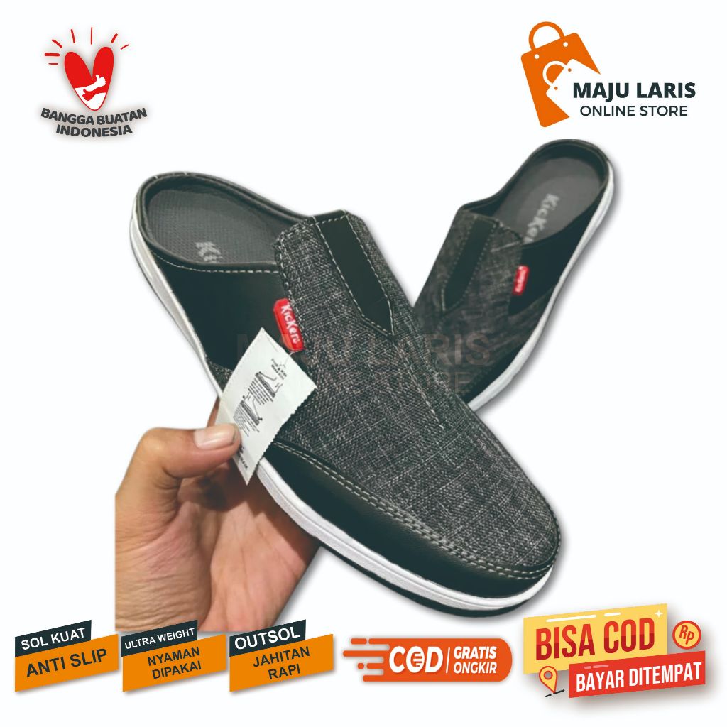 Sepatu Selop sandal selop pria//sepatu sandal pria//sendal slip on Karet Shoes