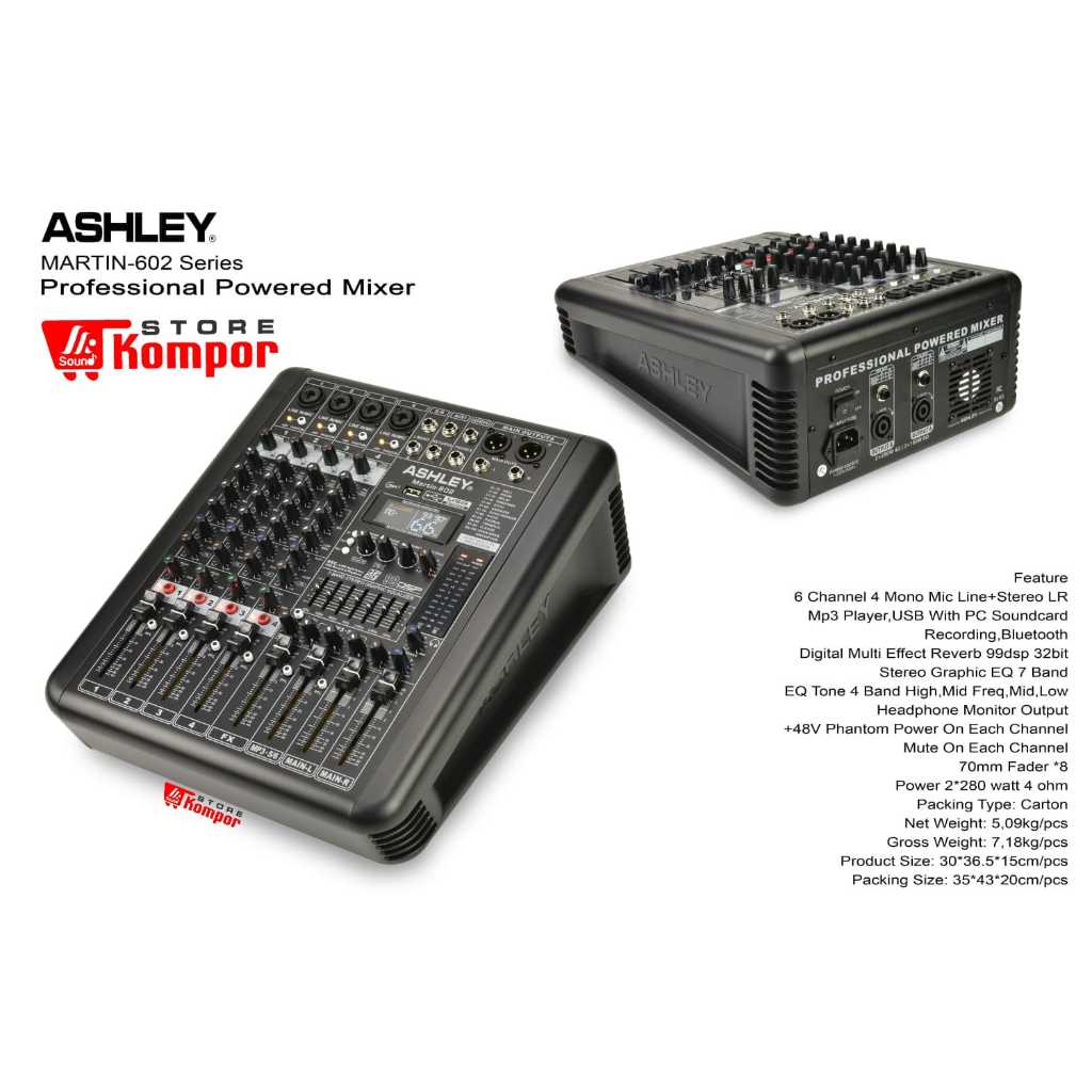 POWER MIXER 6CHANNEL ASHLEY MARTIN 602 Professional Power Mixer MARTIN602