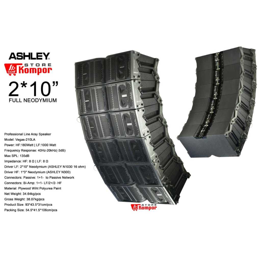 Speaker Line Array Pasif ASHLEY VEGAS 210LA VEGAS210LA VEGAS 210 LA ORIGINAL 2x10 Inch