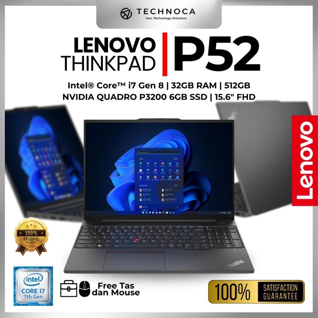 LAPTOP GAMING LENOVO THINKPAD P52 i7 GEN8 16GB/512GB NVIDIA QUADRO P3200 6GB
