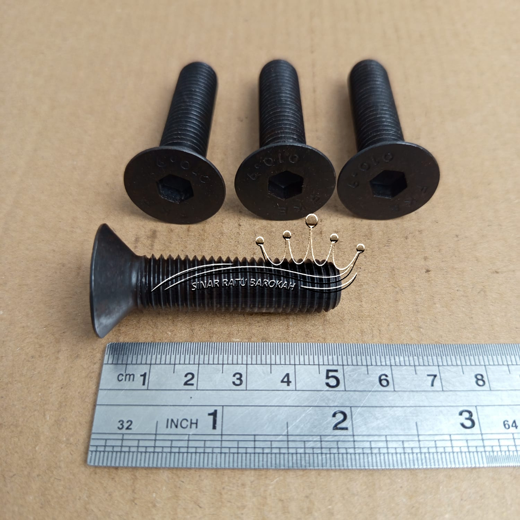 BAUT L VERSENG BAJA M12X50 KUNCI L 8 L8 PANJANG 5CM 5 CM BAUD M12 X 50 PITCH DRAT 1.75 DIAMETER DRAT