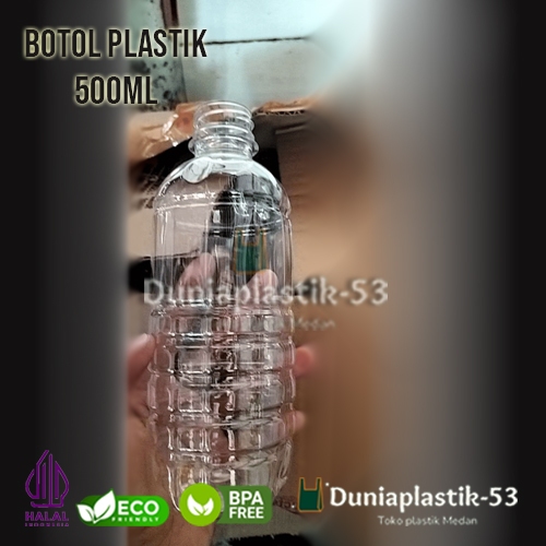 (500ml) Botol Plastik Aqua Putih motif Ao / Botol Vit jus minuman / Botol Plastik Transparan Per Bal