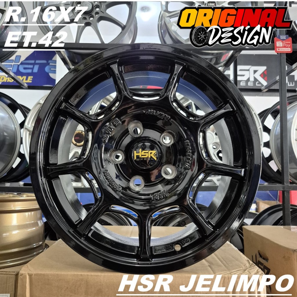 Pelek Mobil Ring 16 Lubang But 5 Warna Hitam Glossy Velg HSR JELIMPO R16