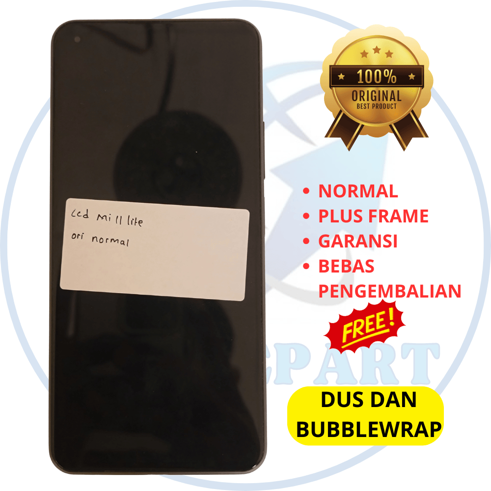 lcd hp xiaomi mi 11 lite - plus frame - amoled - asli original copotan cabutan bawaan