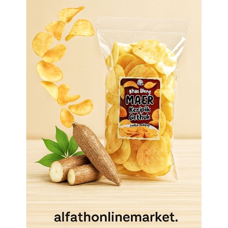 

Keripik Getuk Singkong Pedas Manis MAER 200 gram khas Dieng - Snack Camilan Getuk Goreng Singkong Renyah Gurih Asin Getuk Magelang Cassava Chips