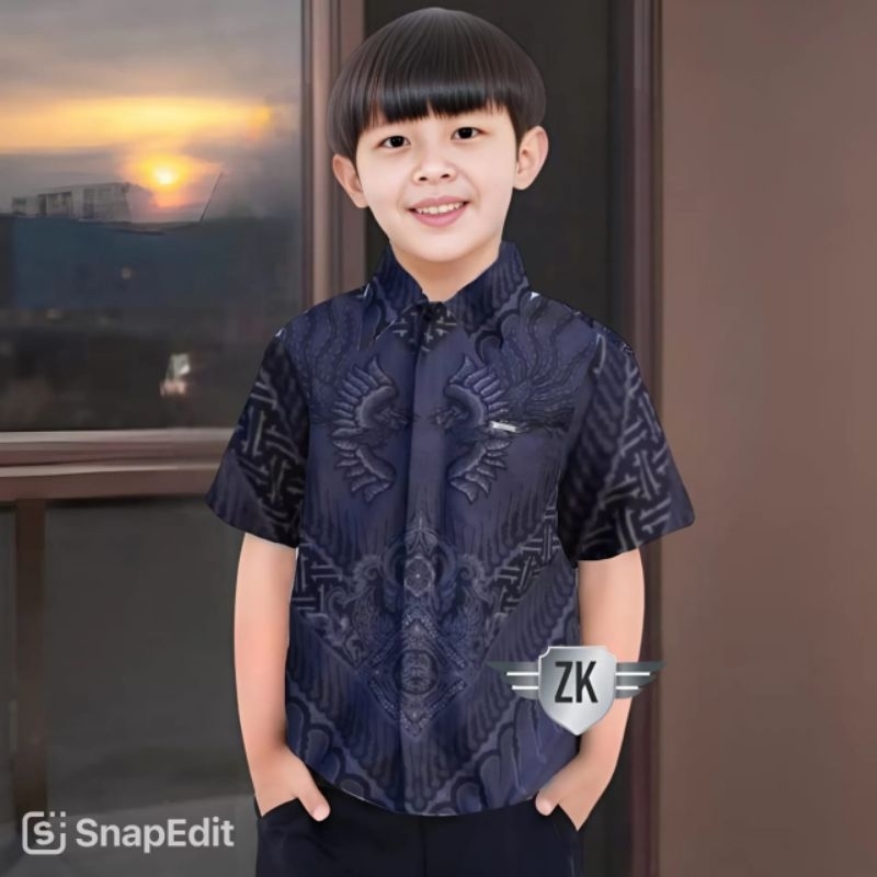 Baju Batik Anak Lengan Pendek usia  2-13 tahun Kemeja Formal Pesta Anak Cowok Laki Laki Modern