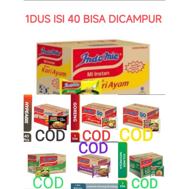 

INDOMIE ALL VARIAN (1 DUS ISI 40) BISA MIX RASA / INDOMIE / MIE INSTAN
