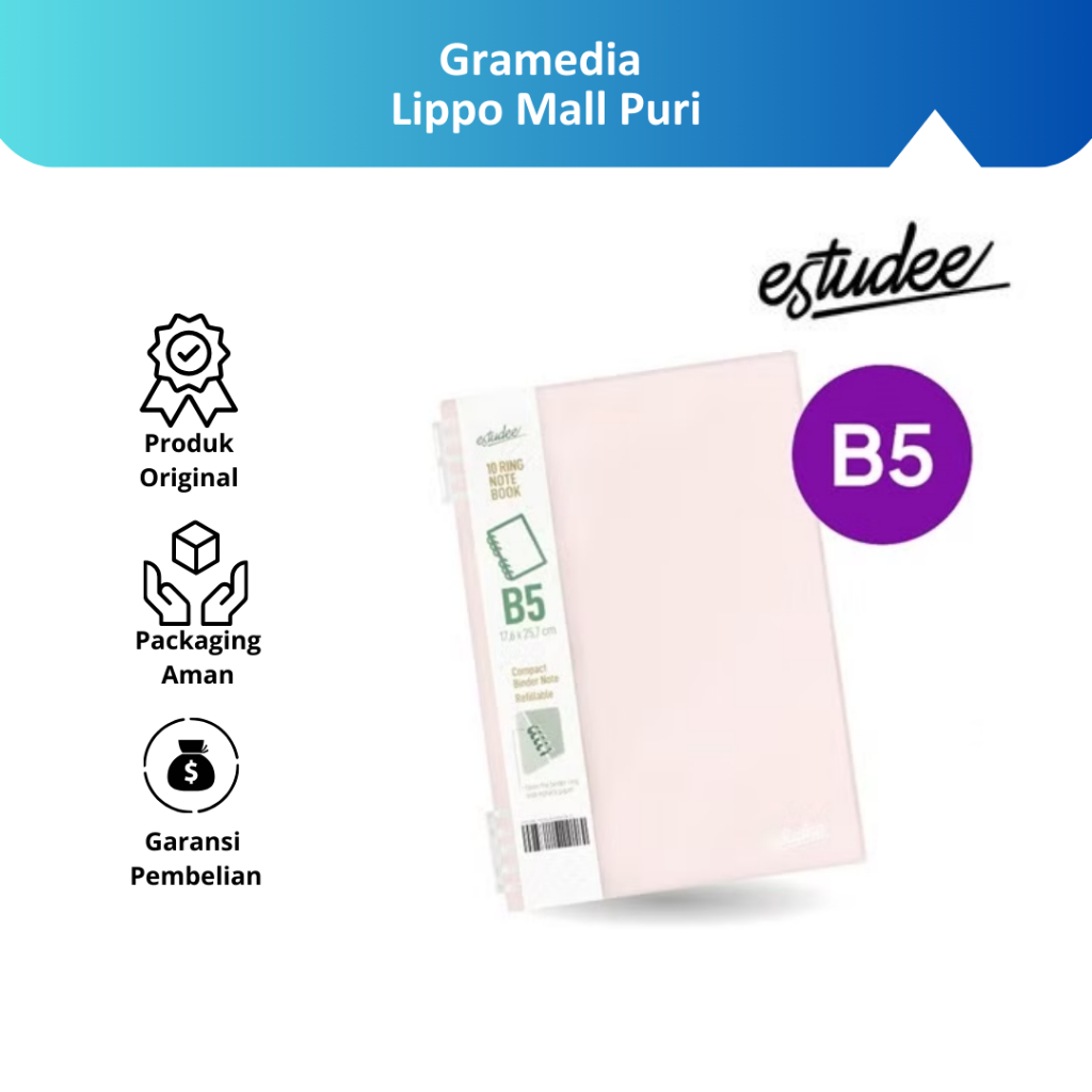 

Gramedia Lippo Mall Puri - Estudee 10Ring Notebook B5 Cotton Pink