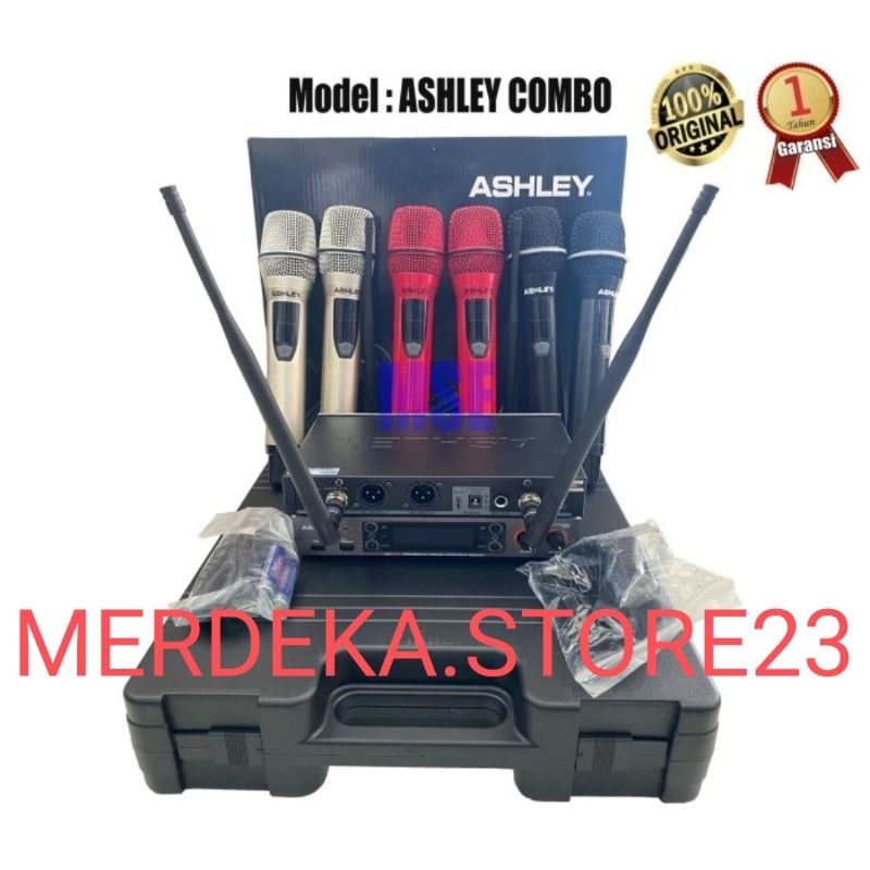 NEW ASHLEY COMBO Microphone Wireless ASHLEY Model COMBO Original Mic Wireless Dual Handheld Ready