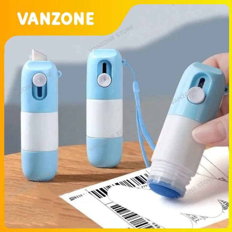 

Deli Stempel Penghapus Resi Tinta Thermal Paper Correction 2 in 1 Mini Cutter Pembuka Paket