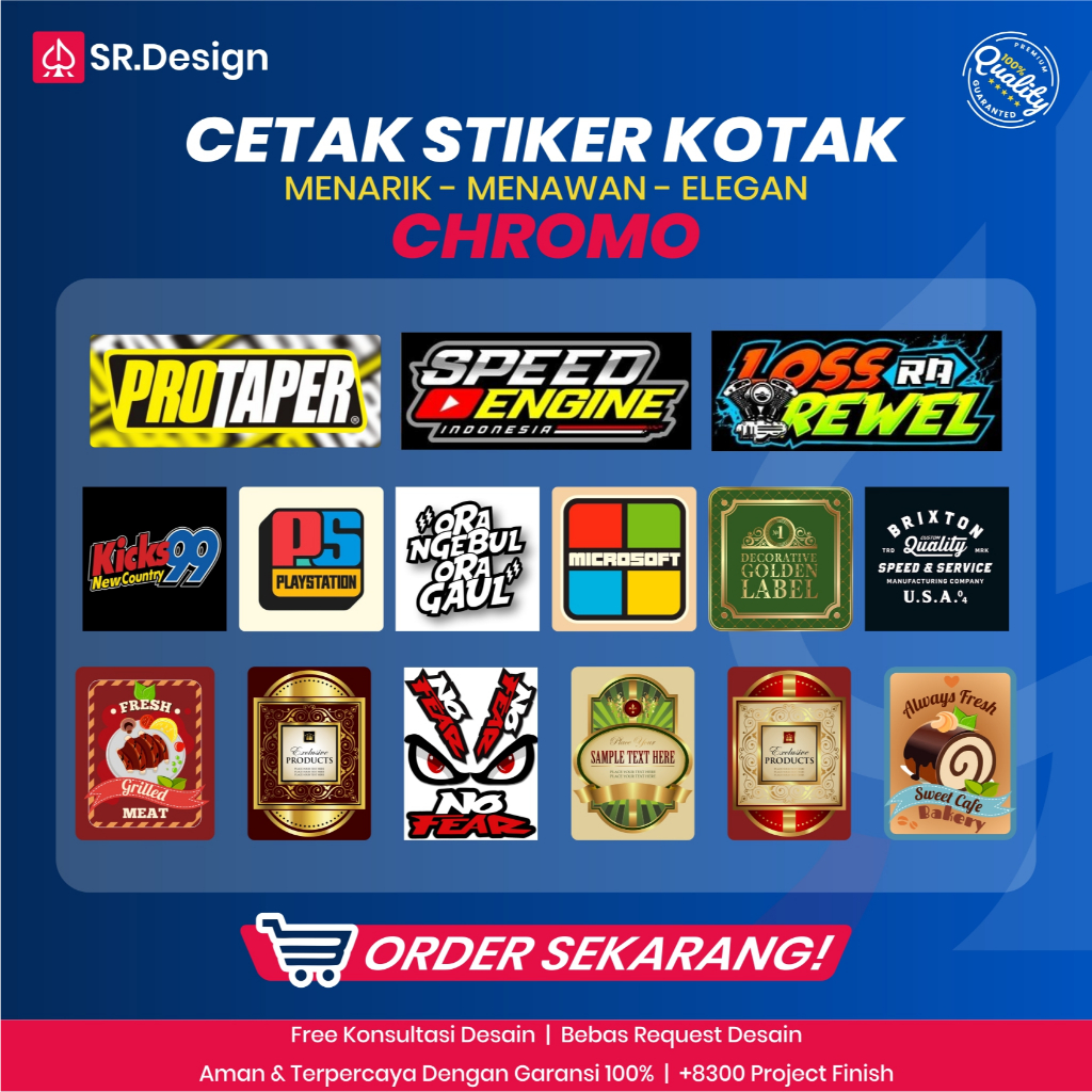 

STIKER KOTAK / CHROMO / TANPA KISS CUT / DIGITAL PRINT A3+ STIKER