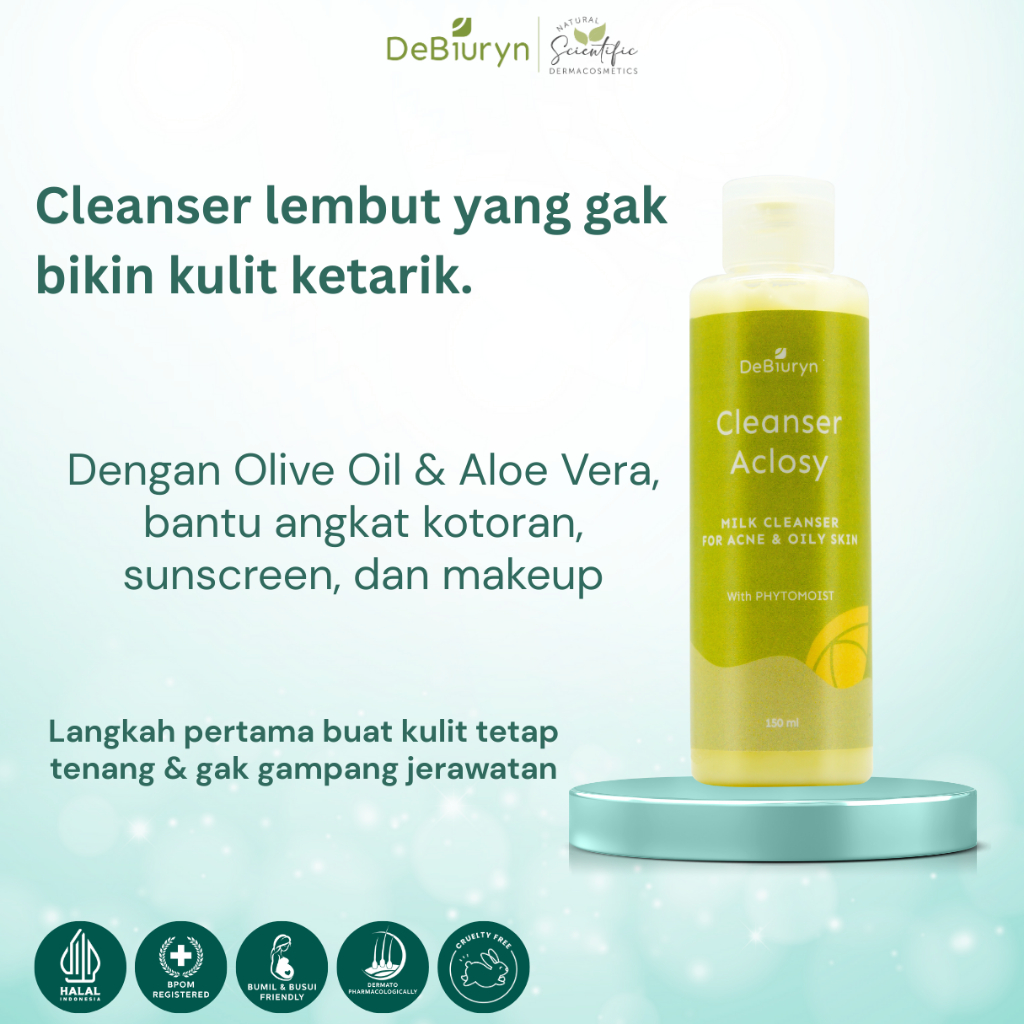 DeBiuryn Cleanser Aclosy - Acne Milk Clean Oil Control Susu Pembersih Wajah Kulit Jerawat Berminyak 