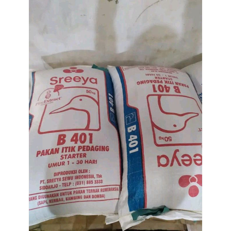 SREEYA PAKAN ITIK ENTOK BEBEK RAS PEDAGING STARTER B401 SREEYA 15 KG