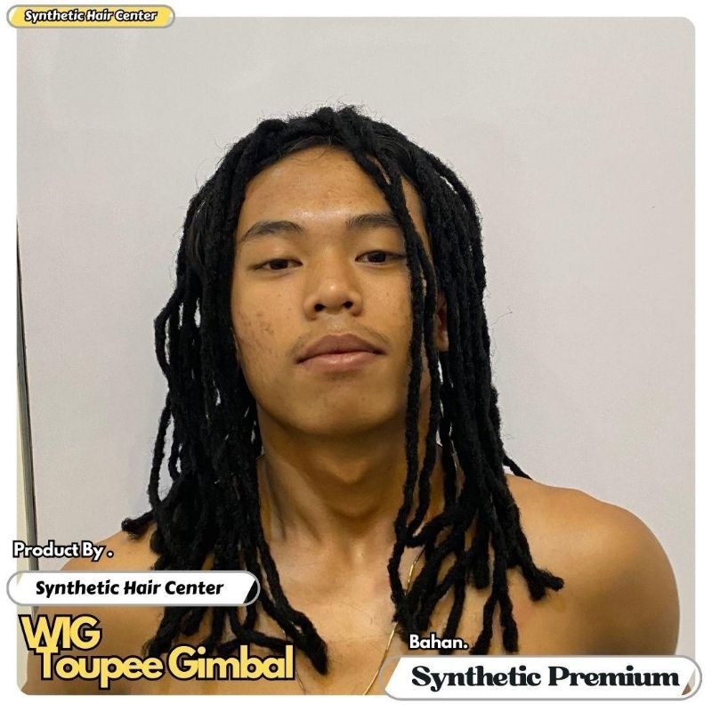 Wig Toupe Gimbal Pakai 4 Klip Panjang 40 Cm Rambut Gimbal Anti Ribet