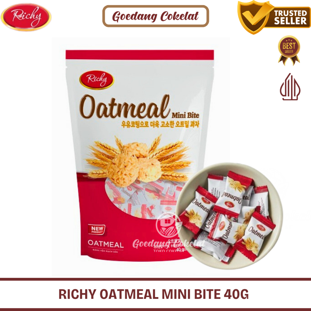 

READY STOCK Richy Oatmeal Mini Bite Oat Sereal Instant Oatmeal Menu Sarapan Cemilan Sehat 40g