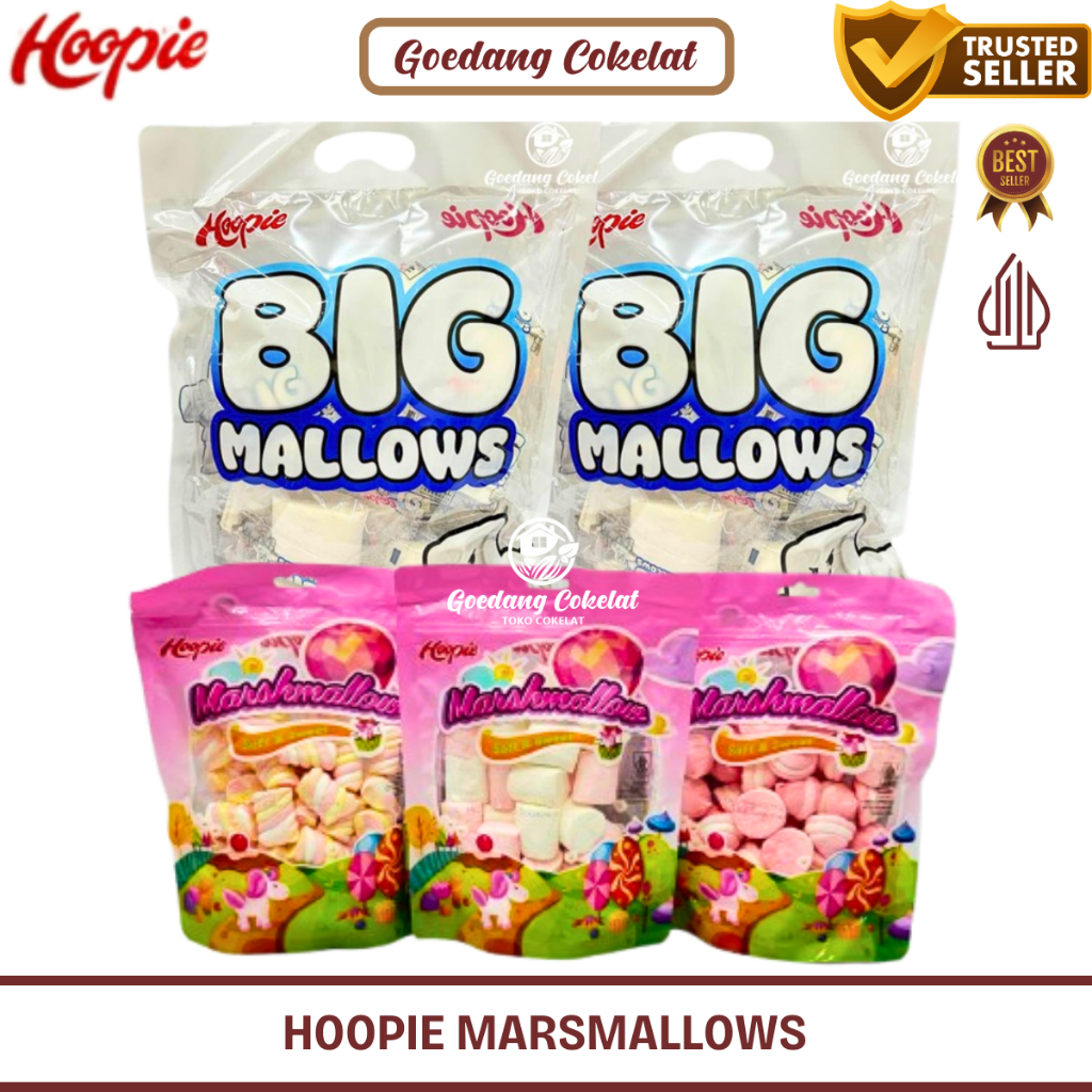 

Hoopie Marshmallow Big Mallows Aneka Bentuk Besar Burger Twist Strawberry 300g / 150g