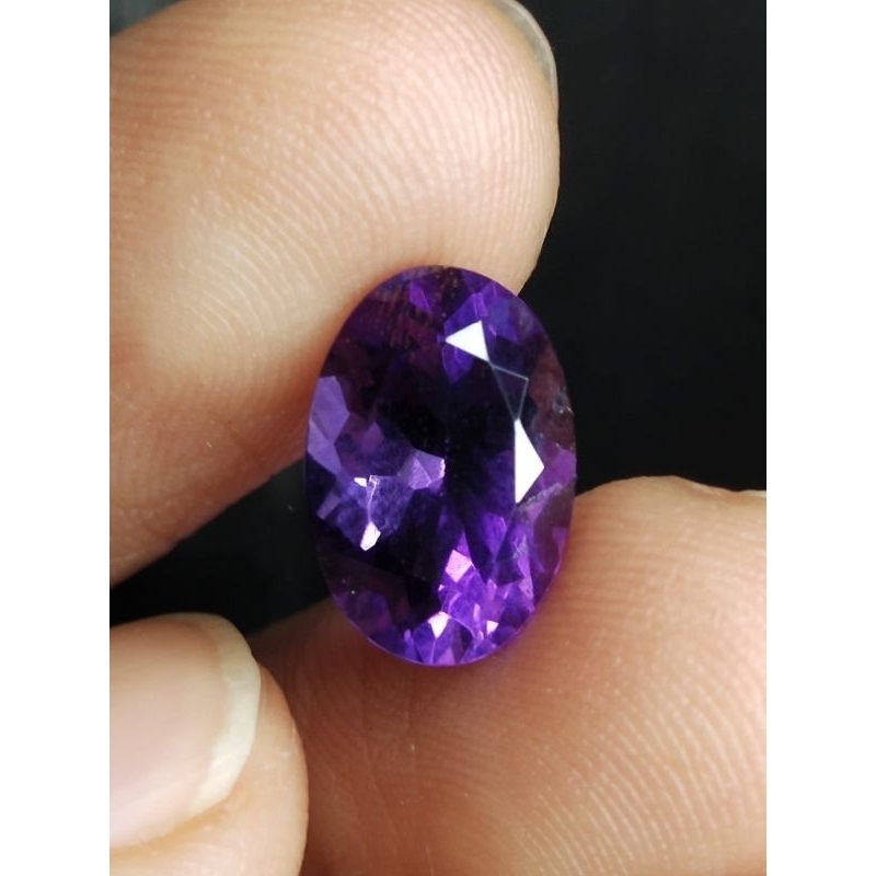 Natural Amethyst Memo 12 x 8 x 6 mm 3.45 Ct Kecubung Ungu Tua Oval Cutting YGL 1042