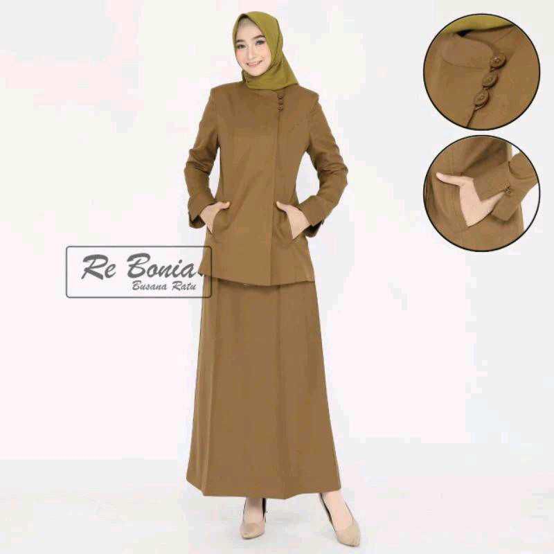 seragam pemda tua wanita terbaru re bonia/ seragam pdh kheki tua wanita re bonia/ seragam asn wanita