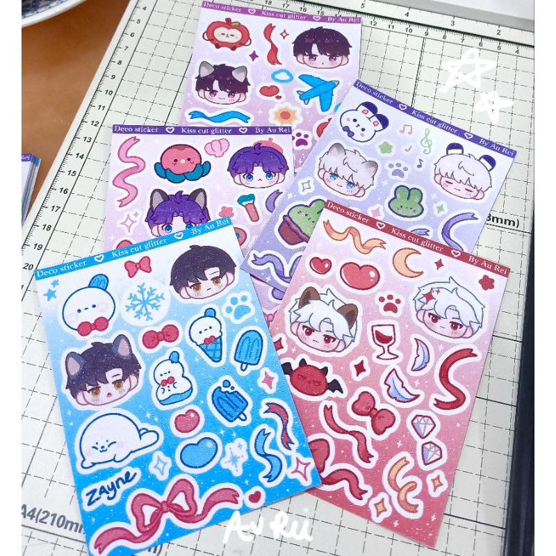 

love deepspace deco Caleb rafayel zayne Xavier sylus | glitter sticker sheet by au rei