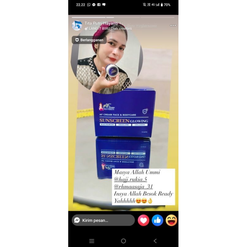 Cream Af Skincare dan Sunscreen Bpom