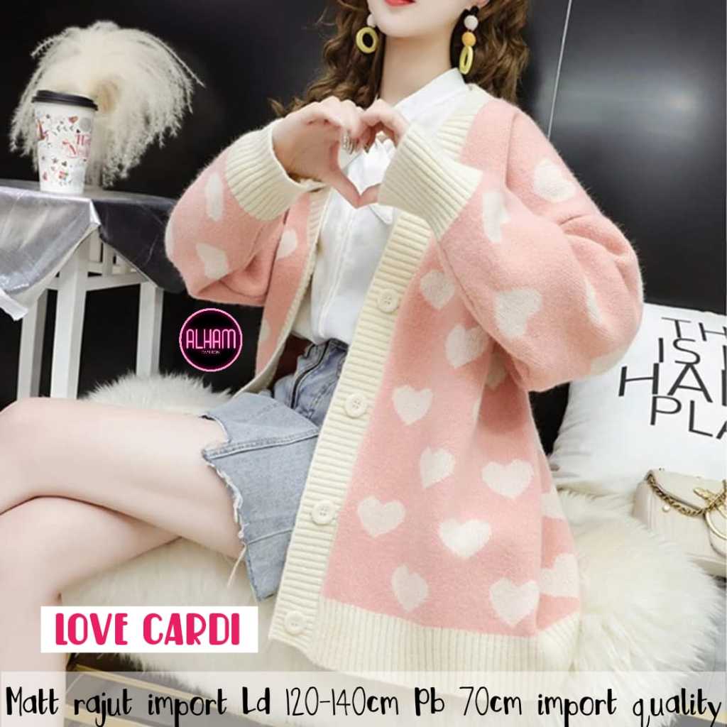 Love Cardi Atasan Sweater Rajut Wanita LD 120 - 140 Super Jumbo XXXXXL Motif Korean Style Terbaru