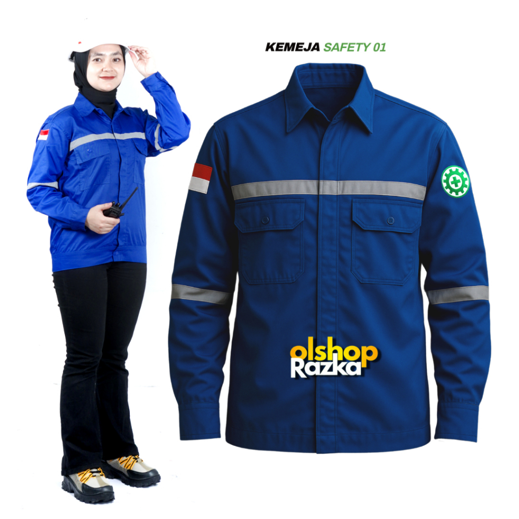 KEMEJA SAFETY  LENGAN PANJANG | KEMEJA SAFETY | BAJU ATASAN LENGAN PANJANG PRIA BAHAN DRILL