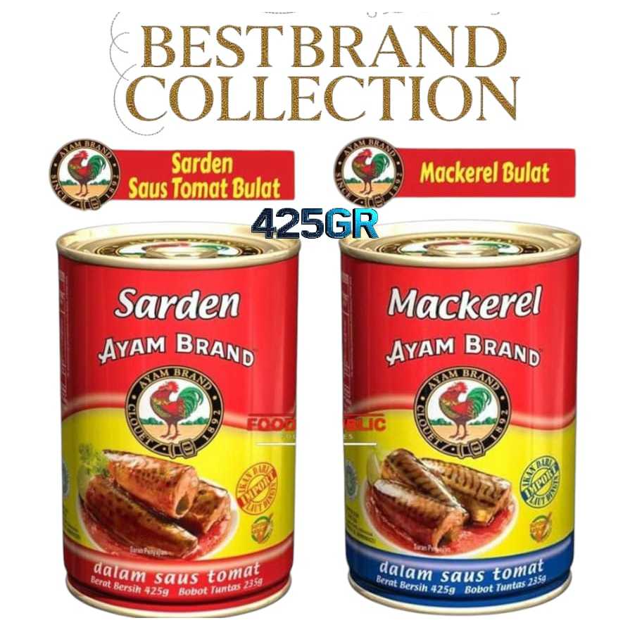 

AYAM BRAND 425gr IKAN SARDINES / MACKEREL KALENG SARDEN FISH TOMAT / Sarden Ayam bren