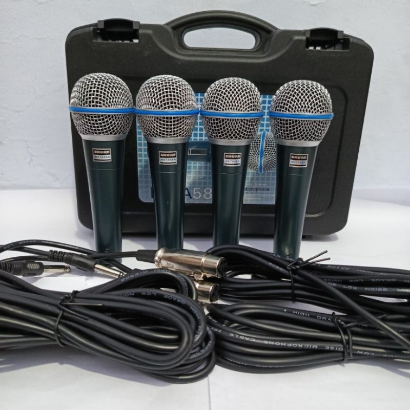 MIK SHURE BETA 58a(  1 koper isi 4 pics ) FUUL BESI LENGKAP KABEL.MIK VOCAL