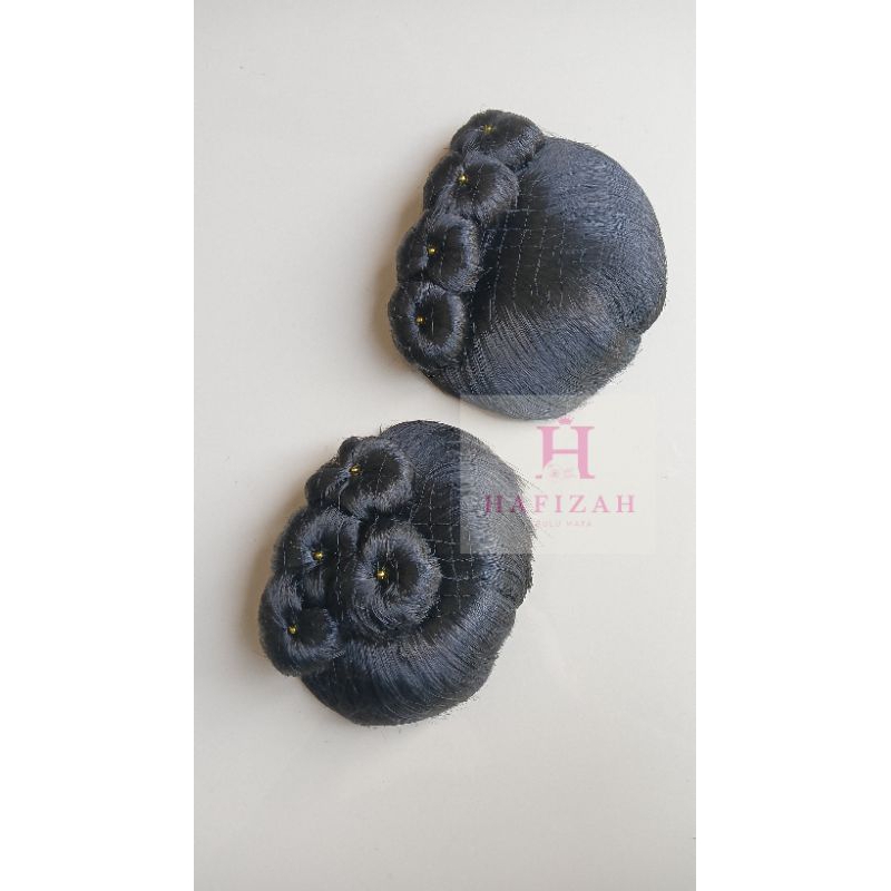 Sanggul Sonya Modern Hitam dan Uban Aksesoris Rambut Anak dan Dewasa untuk Tari Karnaval Adat