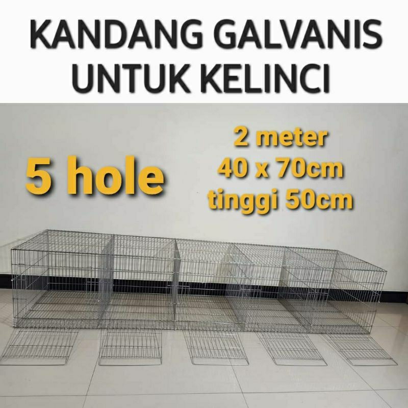 Kandang Galvanis 5 Hole untuk indukan kelinci ND HL / pembesaran Rex NZ Hyla Hycole (depan 40, kebel