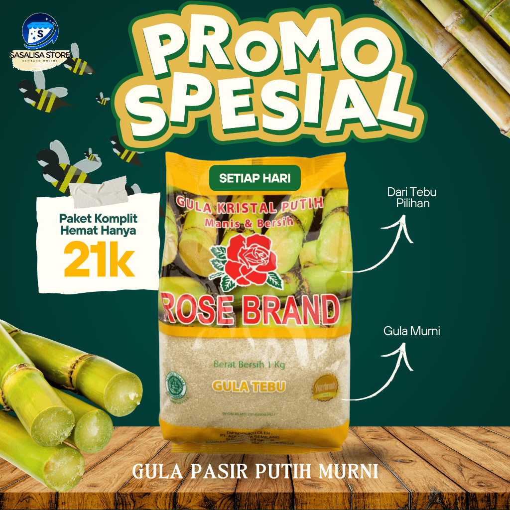 

Gula Pasir Putih Rose Brand 1Kg Manis Alami - Gula Putih Berkualitas - Food, Sugar