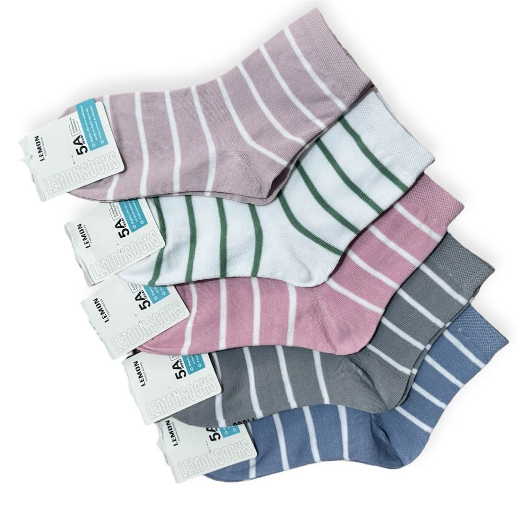 ALZURA - PAKET 3 PASANG - Kaos Kaki Pria Wanita Korean Style - Kaos Kaki Catton Import - SalurTebal