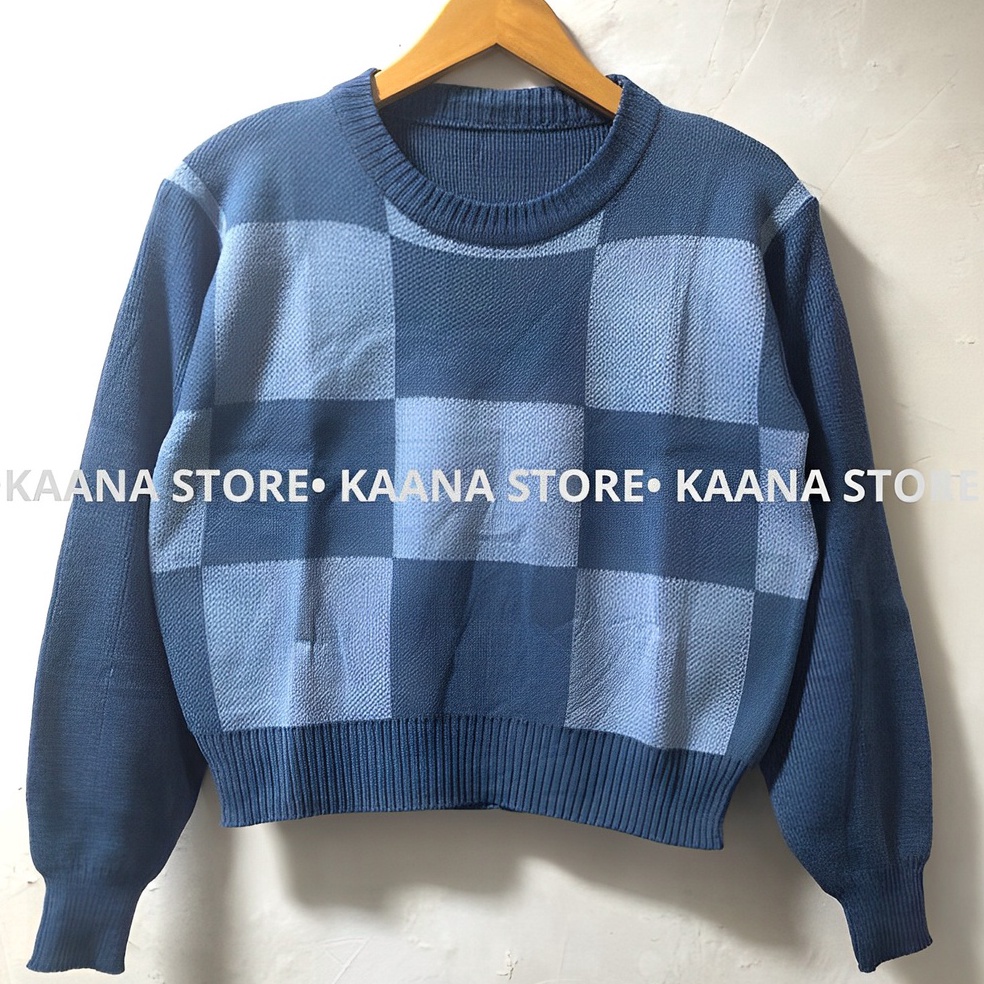 55BOOMING Intersia Crop TopCrop top rajut lengan panjang wanita korea sweater atasanyikoo KOTAK KOTA