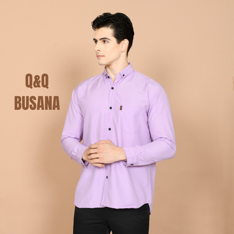 Kemeja Lengan Panjang Pria Baju Pria Kemeja atasan hem cowok kemeja lilac polos premium Slimfit