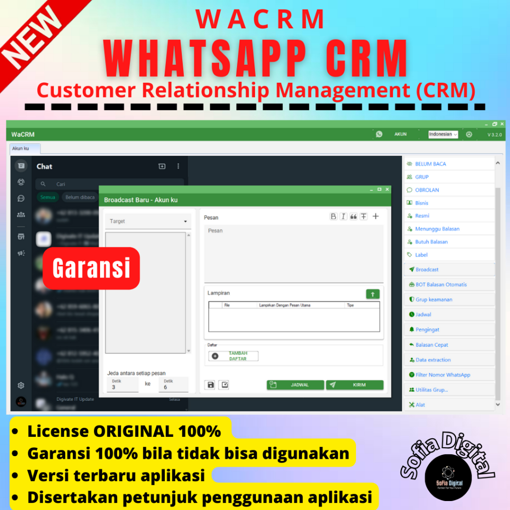 WaCRM v4 Marketing Software (ORIGINAL LICENSE) aplikasi Blast seperti WaSender