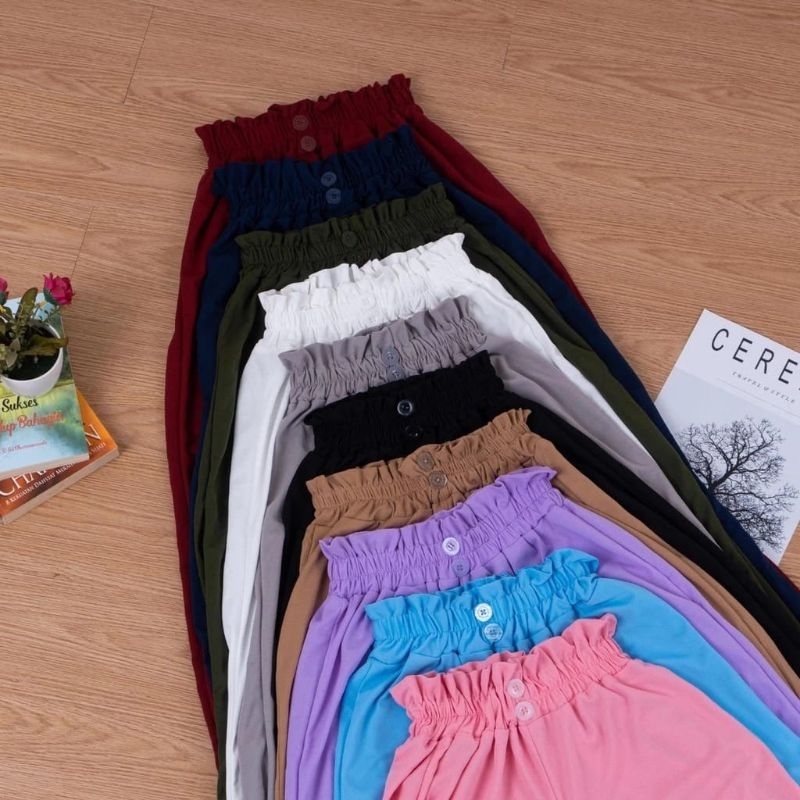 CELANA KULOT WANITA MOTIF KANCING 2 UKURAN XL DAN XXL WARNA COKSU