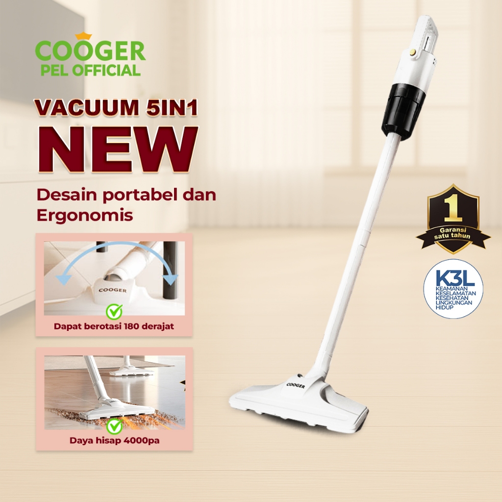 COOGER Vacuum Cleaner Daya Hisap Kuat Penghisap Debu 5000pa Tanpa Kabel Untuk Menyedot Debu Sofa Rua